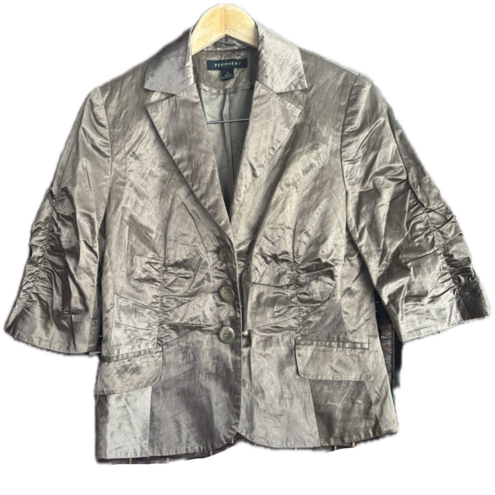 Periphery Metallic Chic Tailored Blazer 3/4 sleeves Ladies Size 8 Canadian Edgy